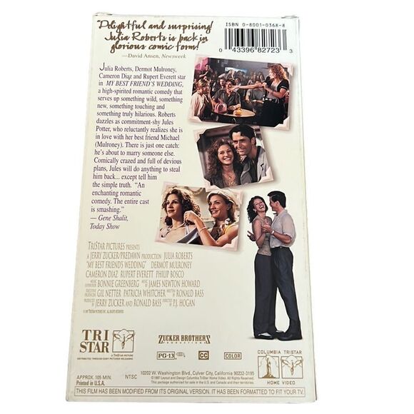 My Best Friend's Wedding VHS Tape Movie Julia Roberts Cameron Diaz Romance - Picture 3 of 8